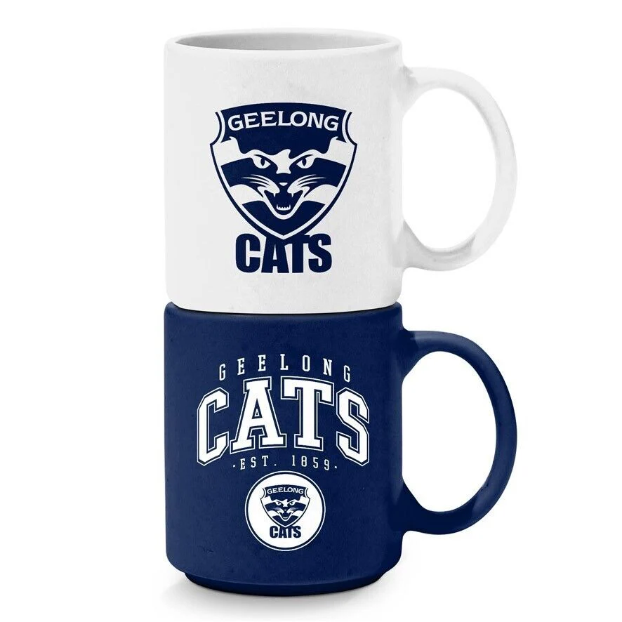 AFL Stackable Mug - Geelong Cats - Set Of 2 - Coffee Cup - 305mL - Image 2