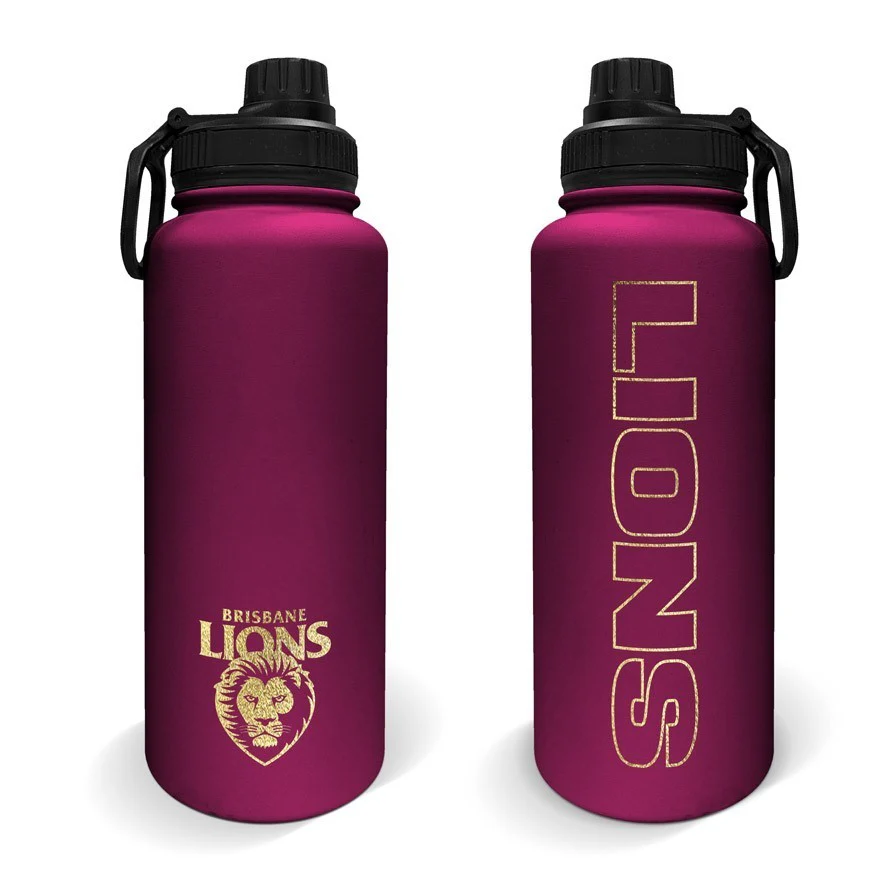 AFL Stainless Steel 960mL Drink Bottle - Brisbane Lions - Double Walled - Image 2
