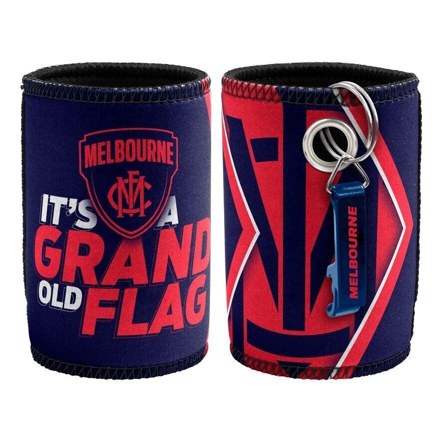 AFL Stubby Can Cooler with Bottle Opener - Melbourne Demons - Rubber Base - Image 2