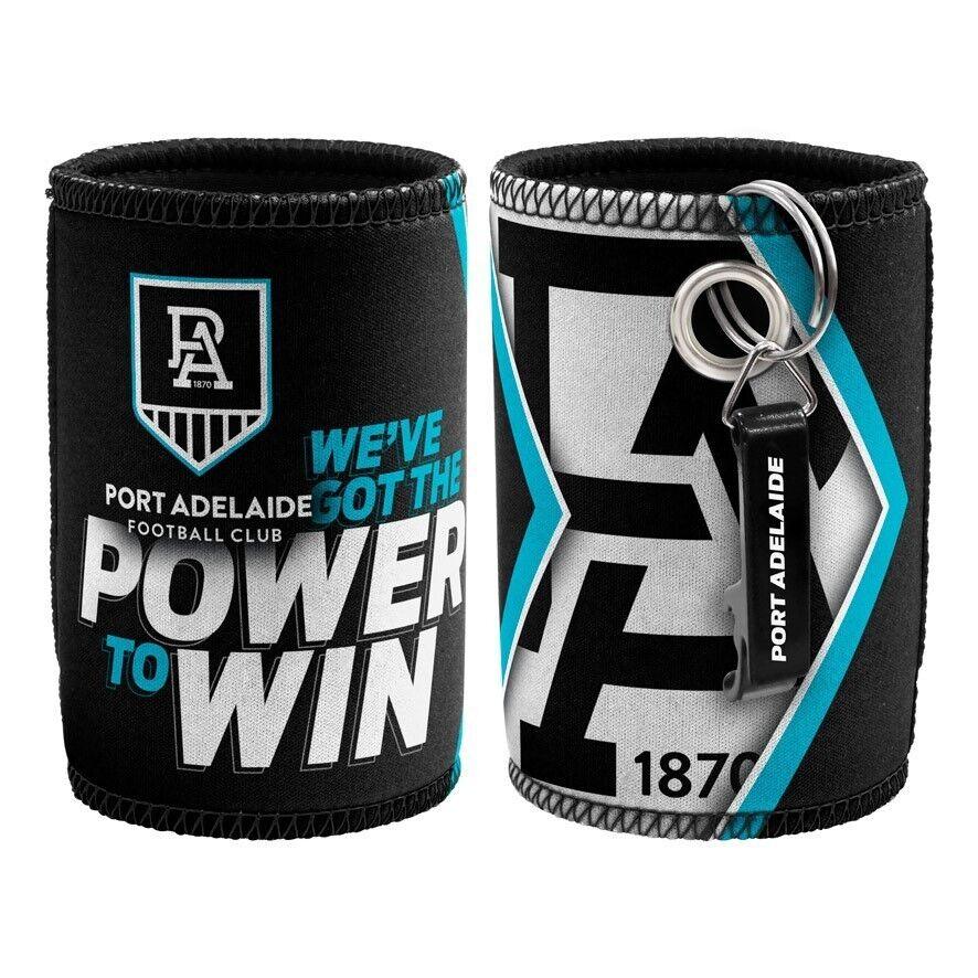 AFL Stubby Can Cooler with Bottle Opener - Port Adelaide Power - Rubber Base - Image 2