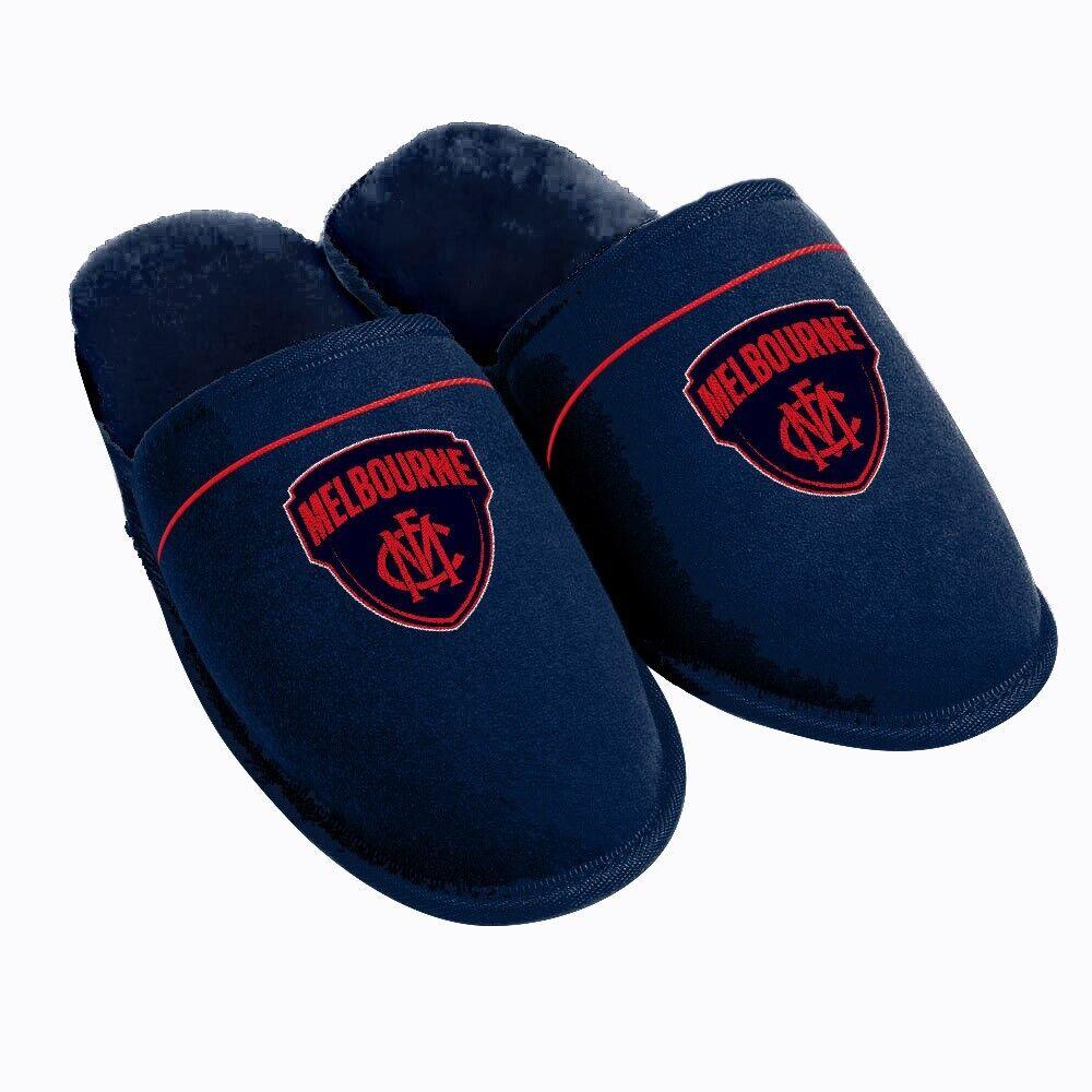 AFL Supporter Slippers - Melbourne Demons - Mens Size - Fluffy Winter Shoes - Image 2