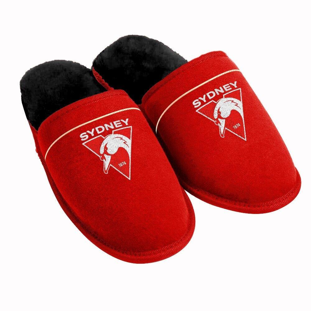 AFL Supporter Slippers - Sydney Swans - Mens Size - Fluffy Winter Shoes - Image 2