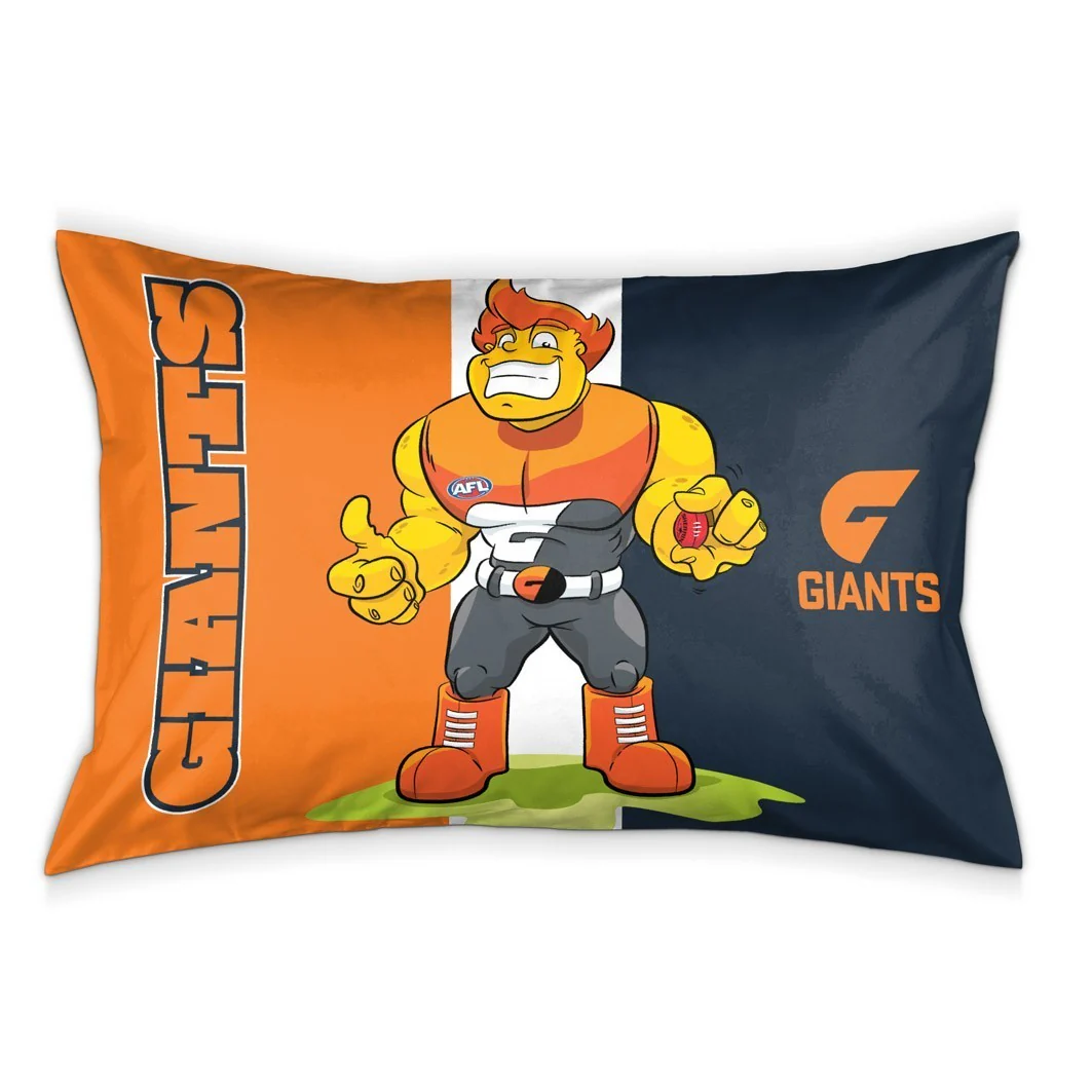 AFL Team Pillow Case - GWS Giants - Double Sided - 73 x 48 cm