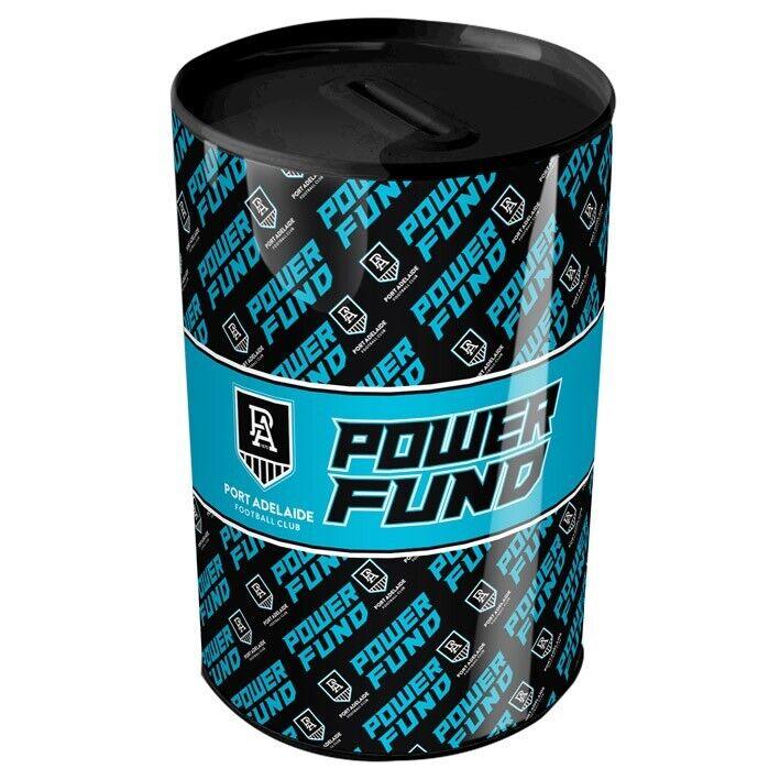 AFL Tin Money Box - Port Adelaide Power -  21cm Tall x 10cm Wide