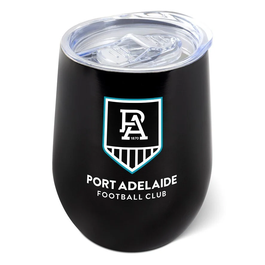 AFL Travel Tumbler - Port Adelaide Power - Stainless Steel - 400ml - Image 2