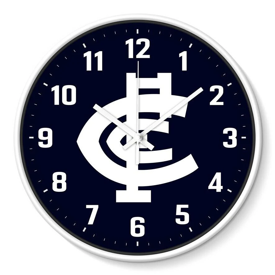 AFL Wall Clock - Carlton Blues - Plastic - 30cm Diameter - Team Logo - Image 2