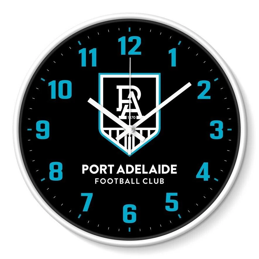 AFL Wall Clock - Port Adelaide Power - Plastic - 30cm Diameter - Team Logo - Image 2