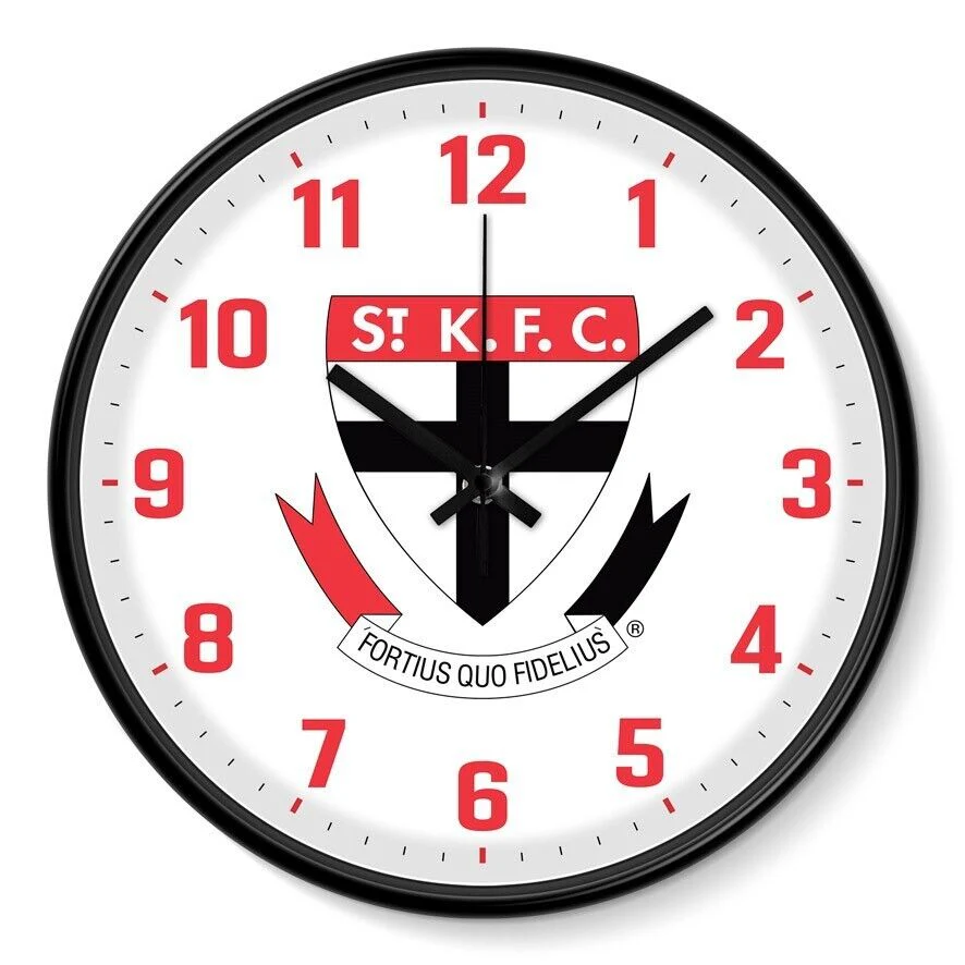 AFL Wall Clock - St Kilda Saints - Plastic - 30cm Diameter - Team Logo - Image 2