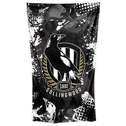 AFL Wall Flag Cape - Collingwood Magpies - 150cmx90cm - Steel Eyelet For Hanging - Image 2