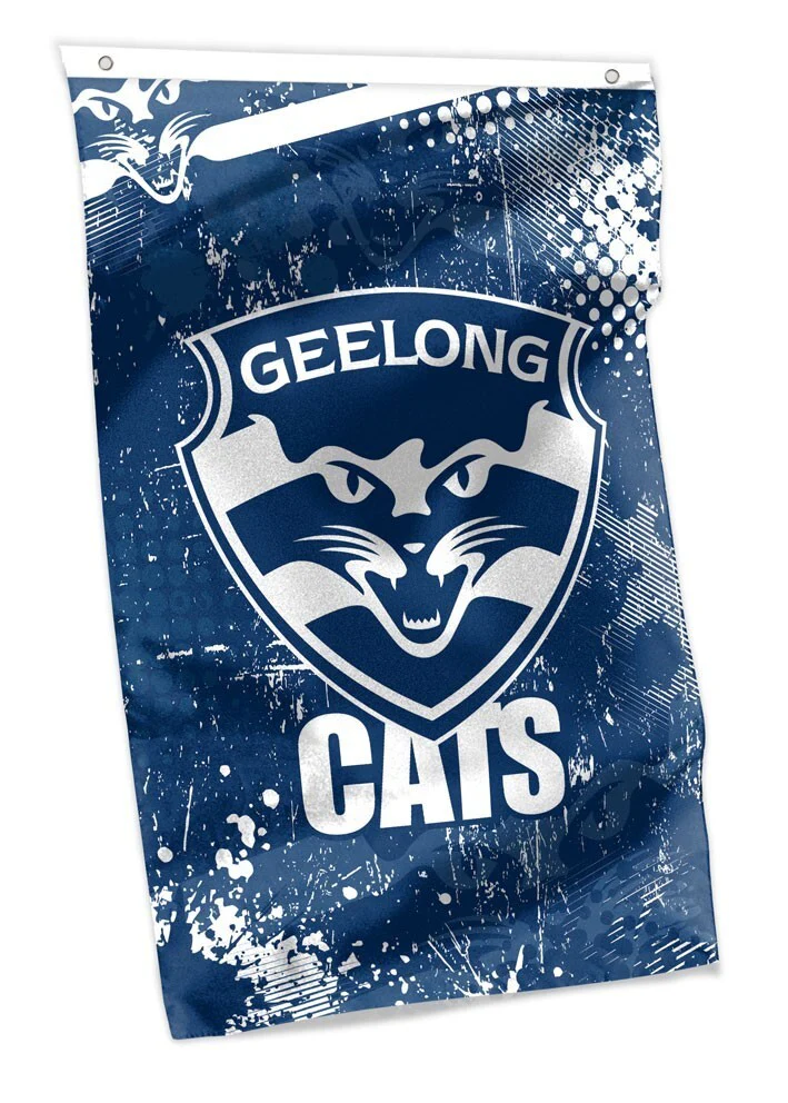 AFL Wall Flag Cape - Geelong Cats - 100cm x 70cm - Steel Eyelet For Hanging - Image 2