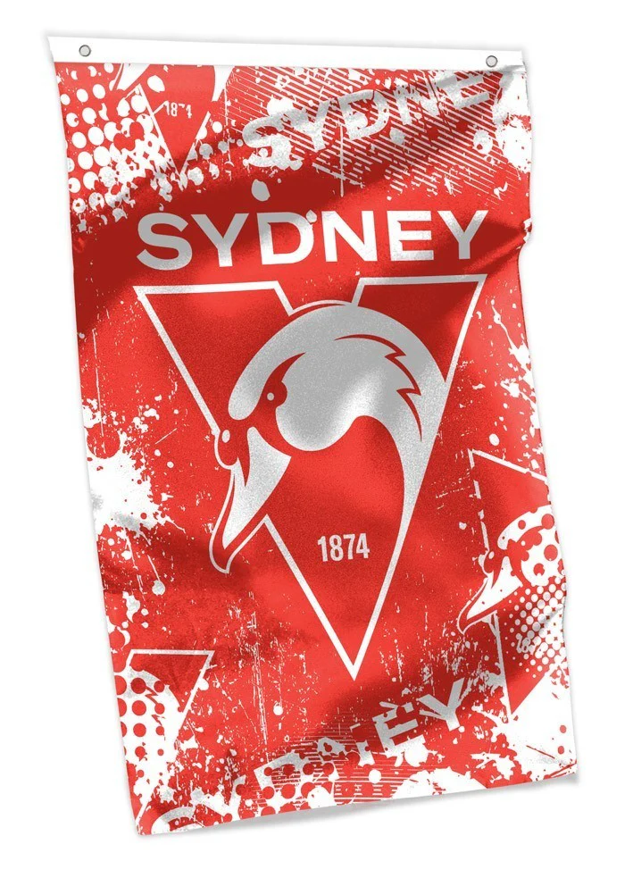 AFL Wall Flag Cape - Sydney Swans - 100cmx70cm - Steel Eyelet For Hanging - Image 2