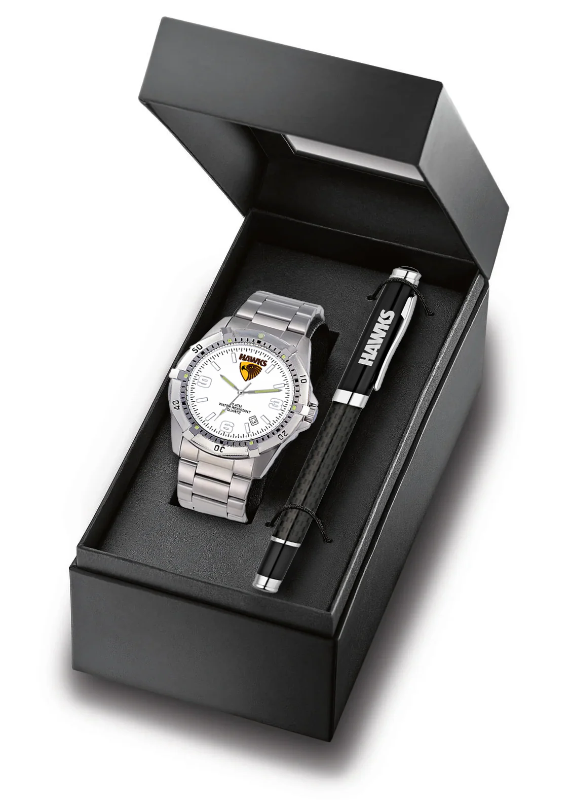 AFL Watch & Pen Gift Set - Hawthorn Hawks - Stainless Steel