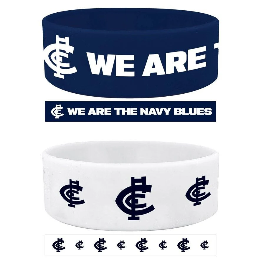 AFL Wrist Bands Set of 2 - Carlton Blues - Set of Two - Silicone Band - Image 2