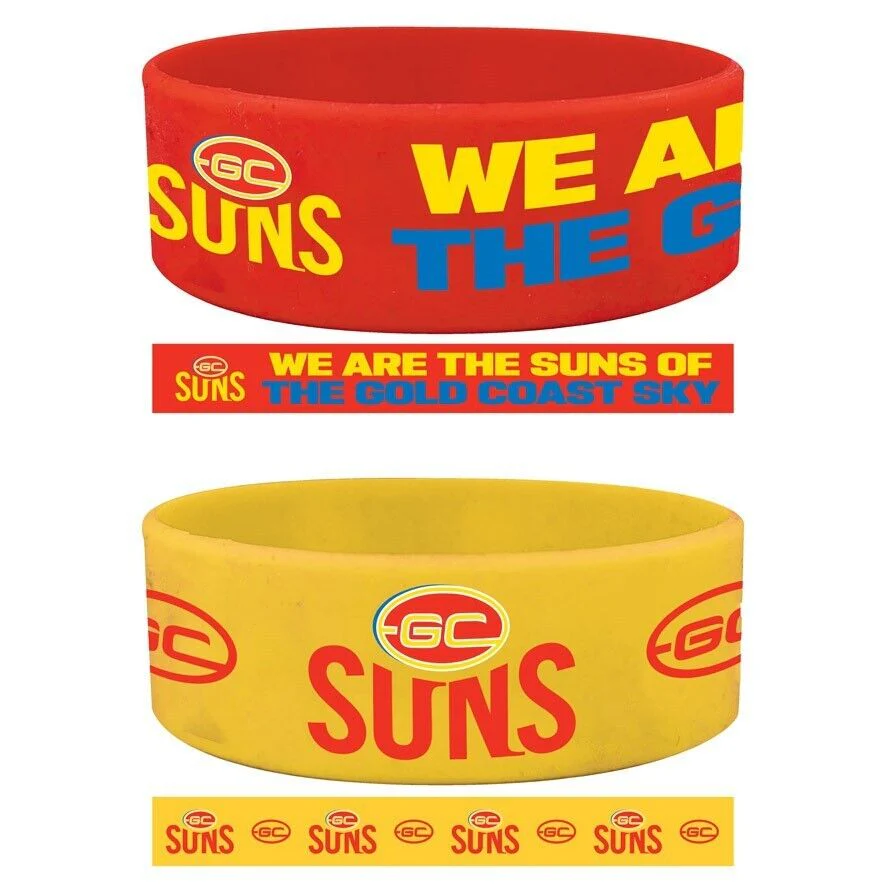 AFL Wrist Bands Set of 2 - Gold Coast Suns - Set of Two - Silicone Band - Image 2