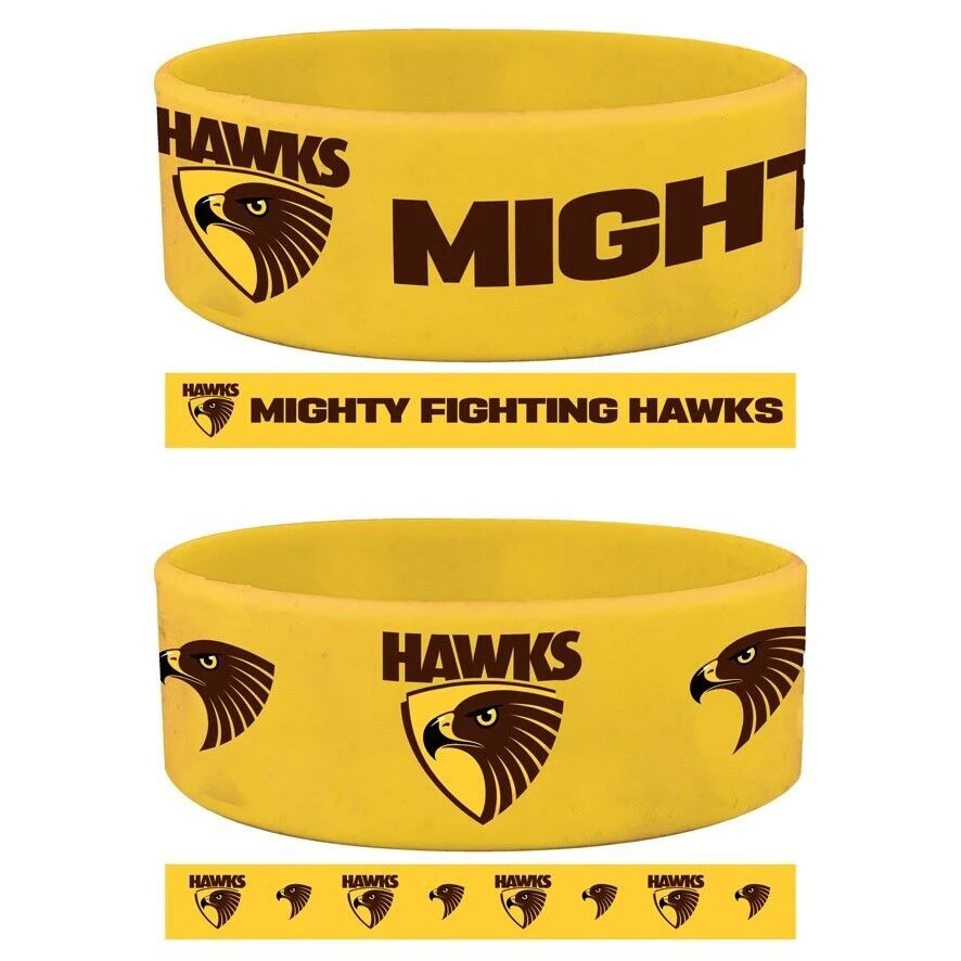 AFL Wrist Bands Set of 2 - Hawthorn Hawks - Set of Two - Silicone Band - Image 2