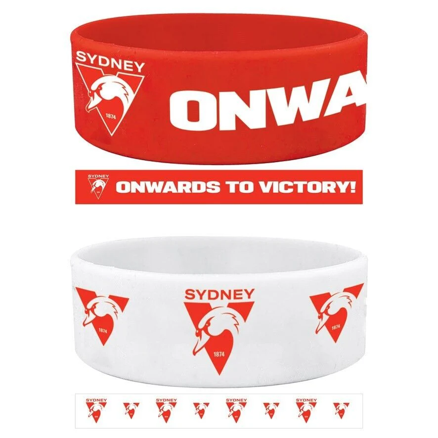 AFL Wrist Bands Set of 2 - Sydney Swans - Set of Two - Silicone Band - Image 2