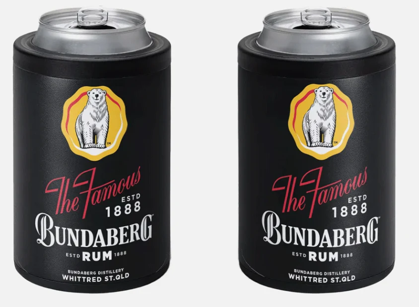 Bundaberg Rum Insulated Can Cooler - Stubby Cooler - Twist Top Lid - Black