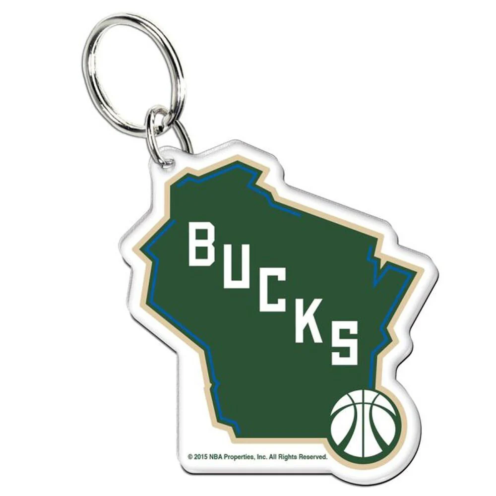 NBA Acrylic Logo Keyring - Milwaukee Bucks - Key Ring - Team Logo - Image 2