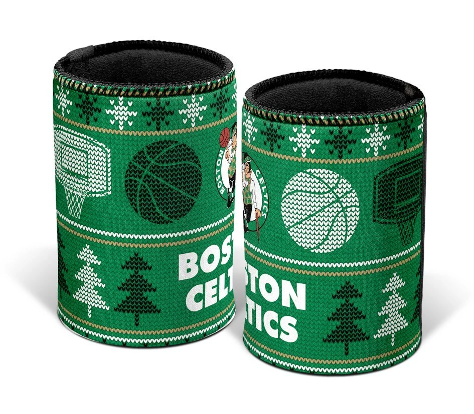 NBA Christmas Stubby Cooler  Boston Celtics  Rubber Base  XMAS