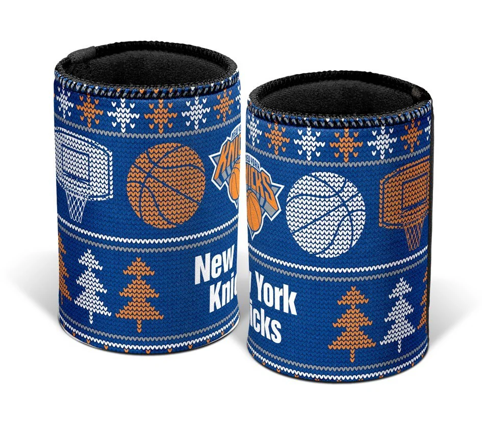 NBA Christmas Stubby Cooler  New York Knicks  Rubber Base  XMAS