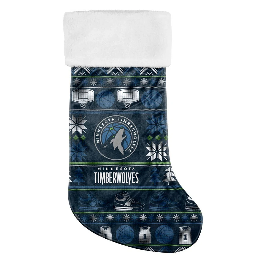 NBA Jumbo Christmas Stocking  Minnesota Timberwolves  Sweater Print  XMAS
