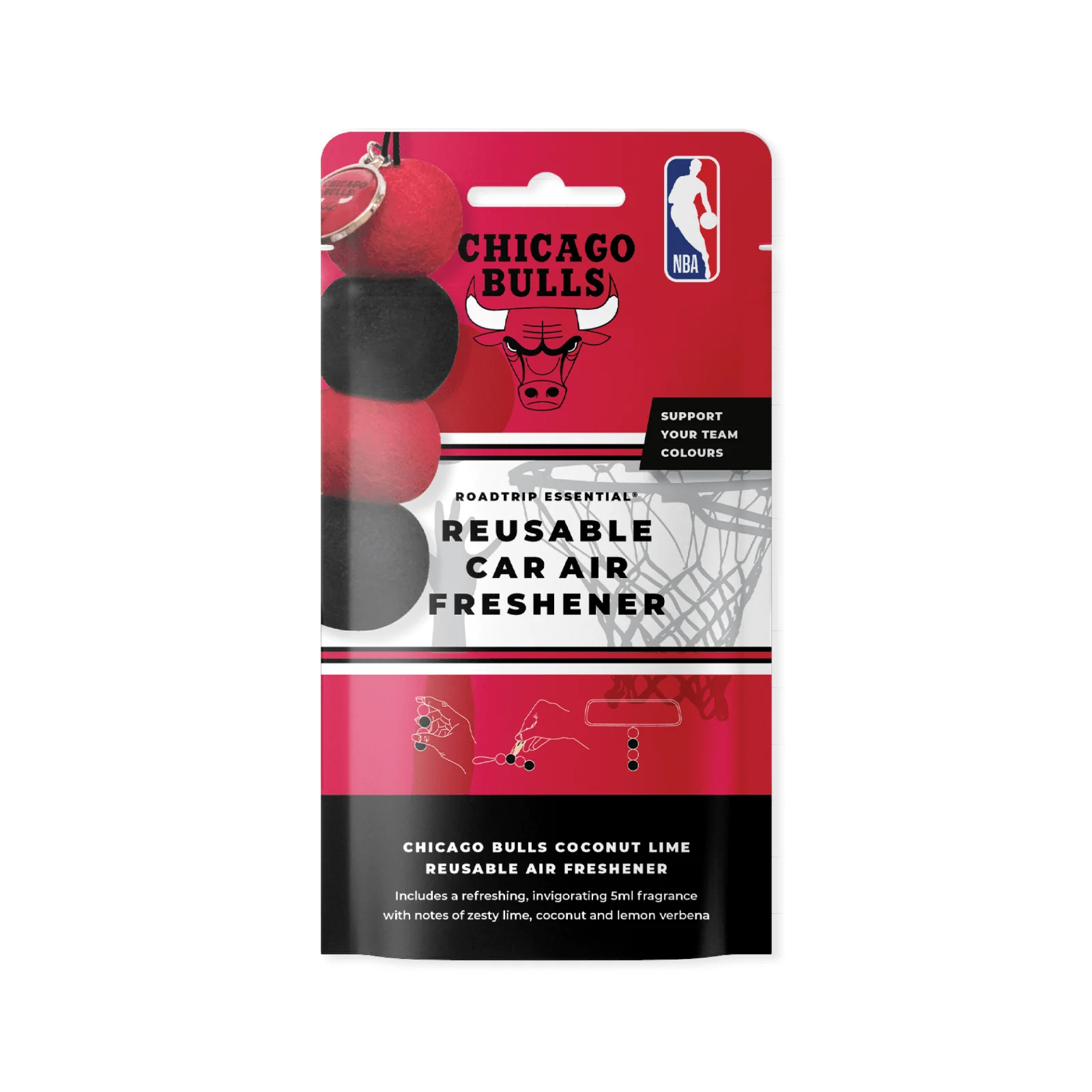 NBA Smelly Balls Set - Chicago Bulls - Re-useable Car Air Freshener - Image 2