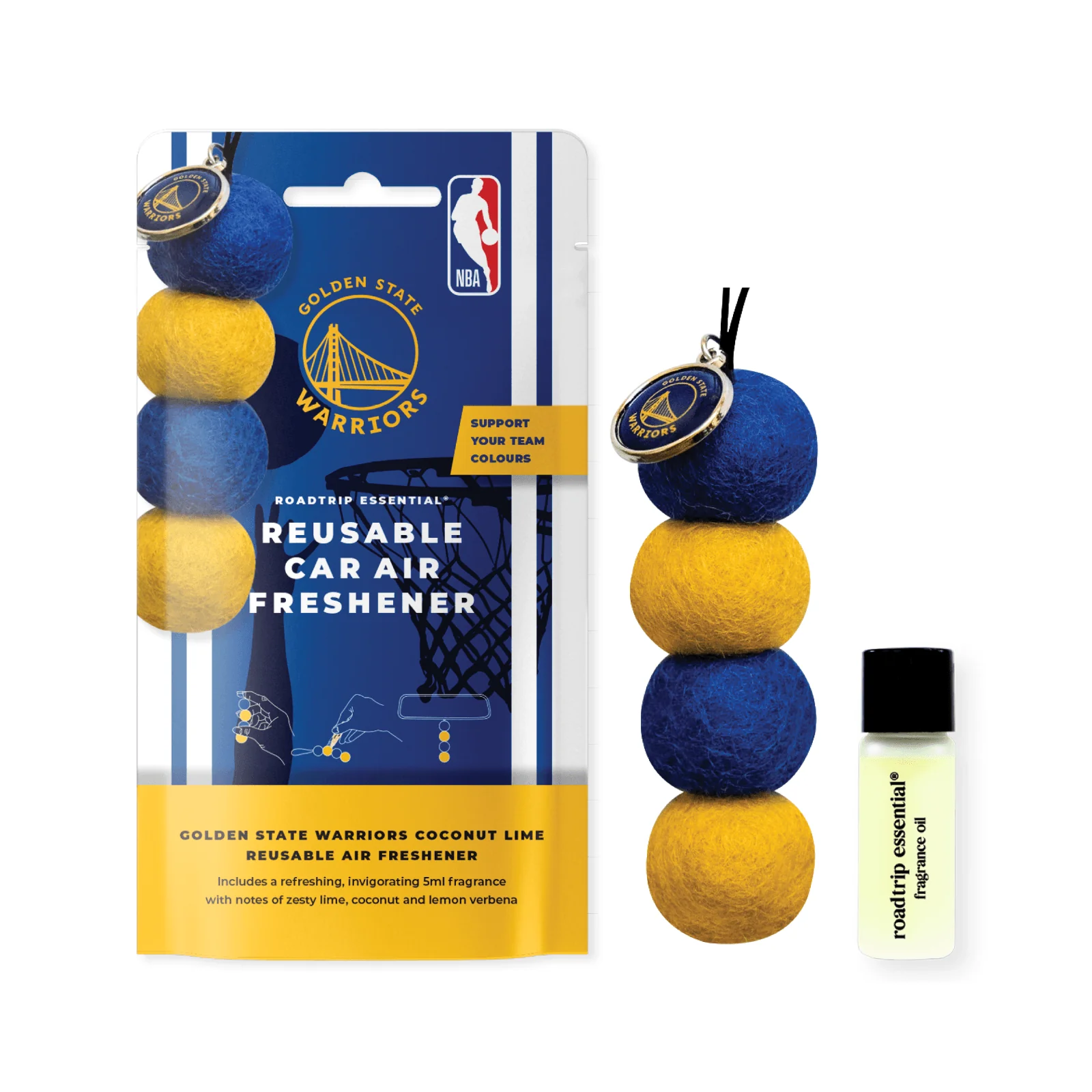 NBA Smelly Balls Set - Golden State Warriors - Re-useable Car Air Freshener - Image 2