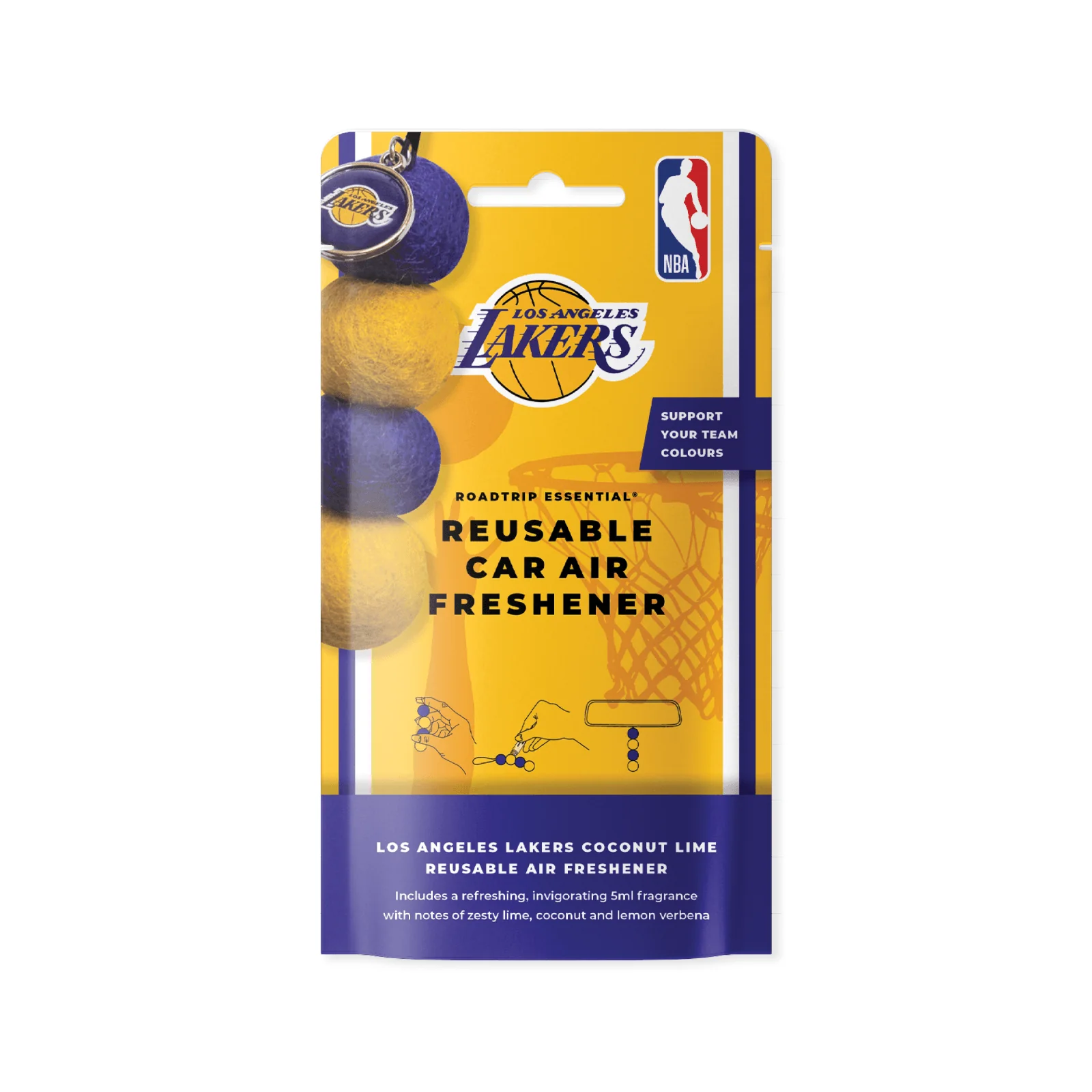 NBA Smelly Balls Set - Los Angeles Lakers - Re-useable Car Air Freshener - Image 2
