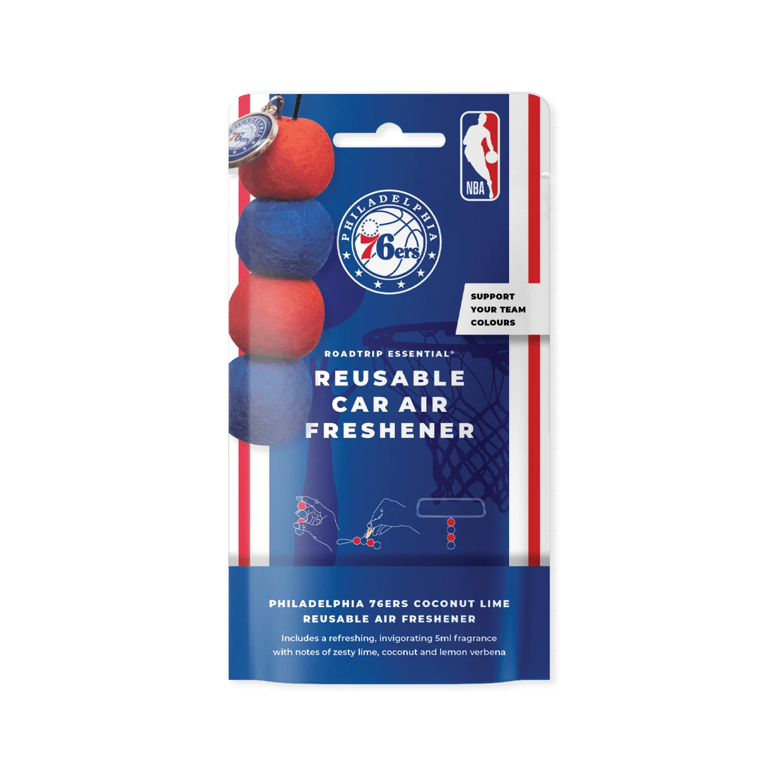 NBA Smelly Balls Set - Philadelphia 76ers - Re-useable Car Air Freshener - Image 2