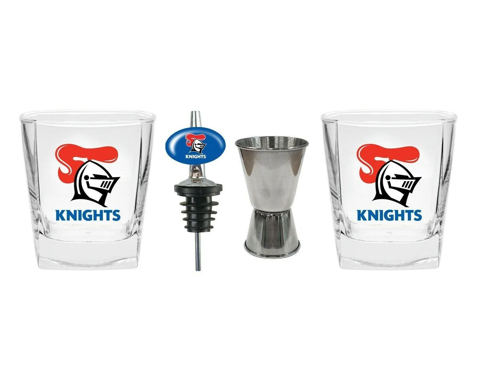 NRL 2 Spirit Glass Jigger and Pourer Set - Newcastle Knights - Gift Pack