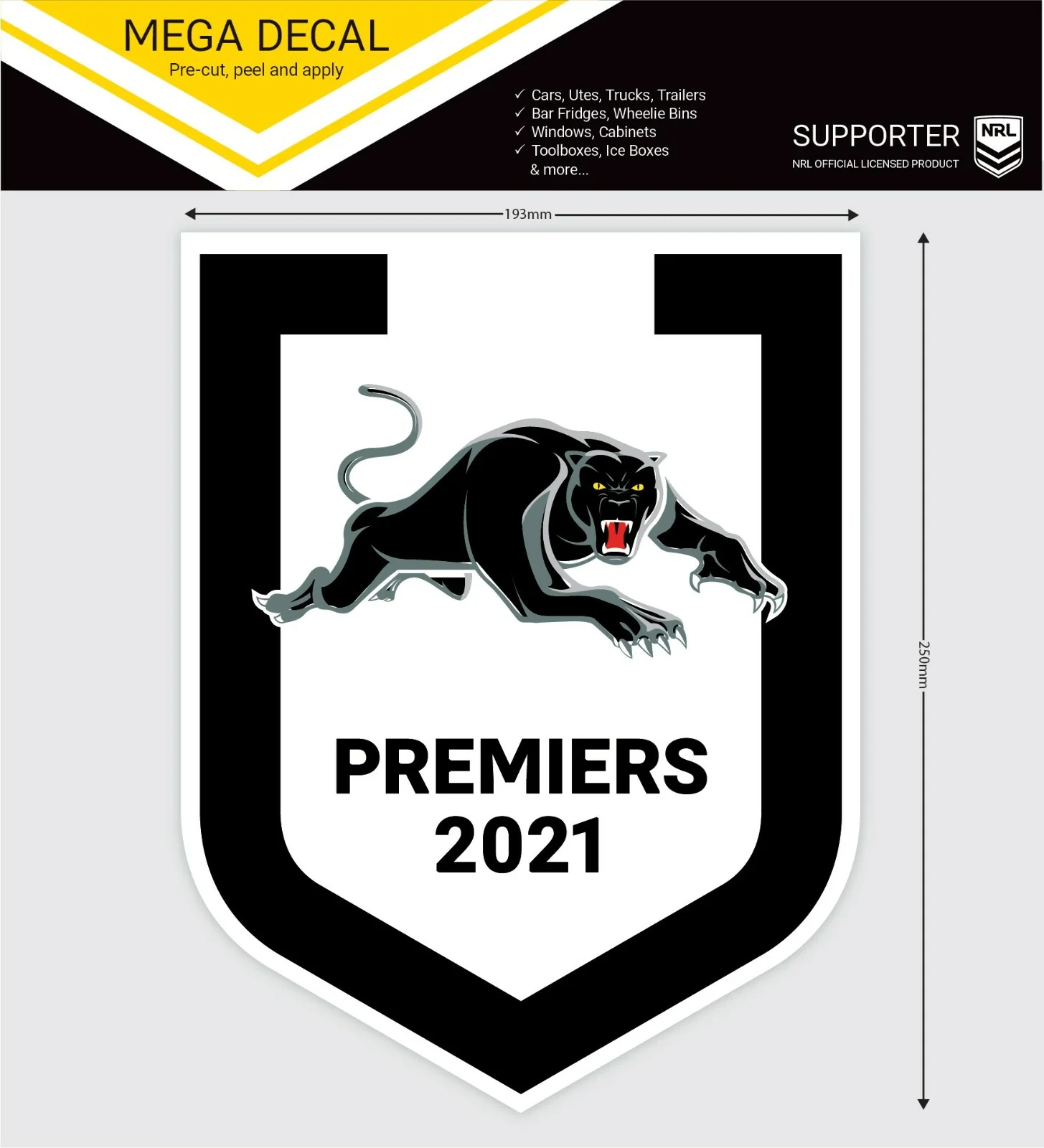 NRL 2021 Premiers Mega Decal - Penrith Panthers - 250mm - Grand Final