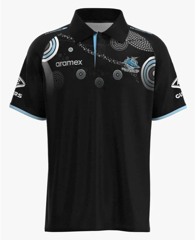 NRL 2023 Indigenous Media Polo  Cronulla Sharks  MENS SIZE MEDIUM