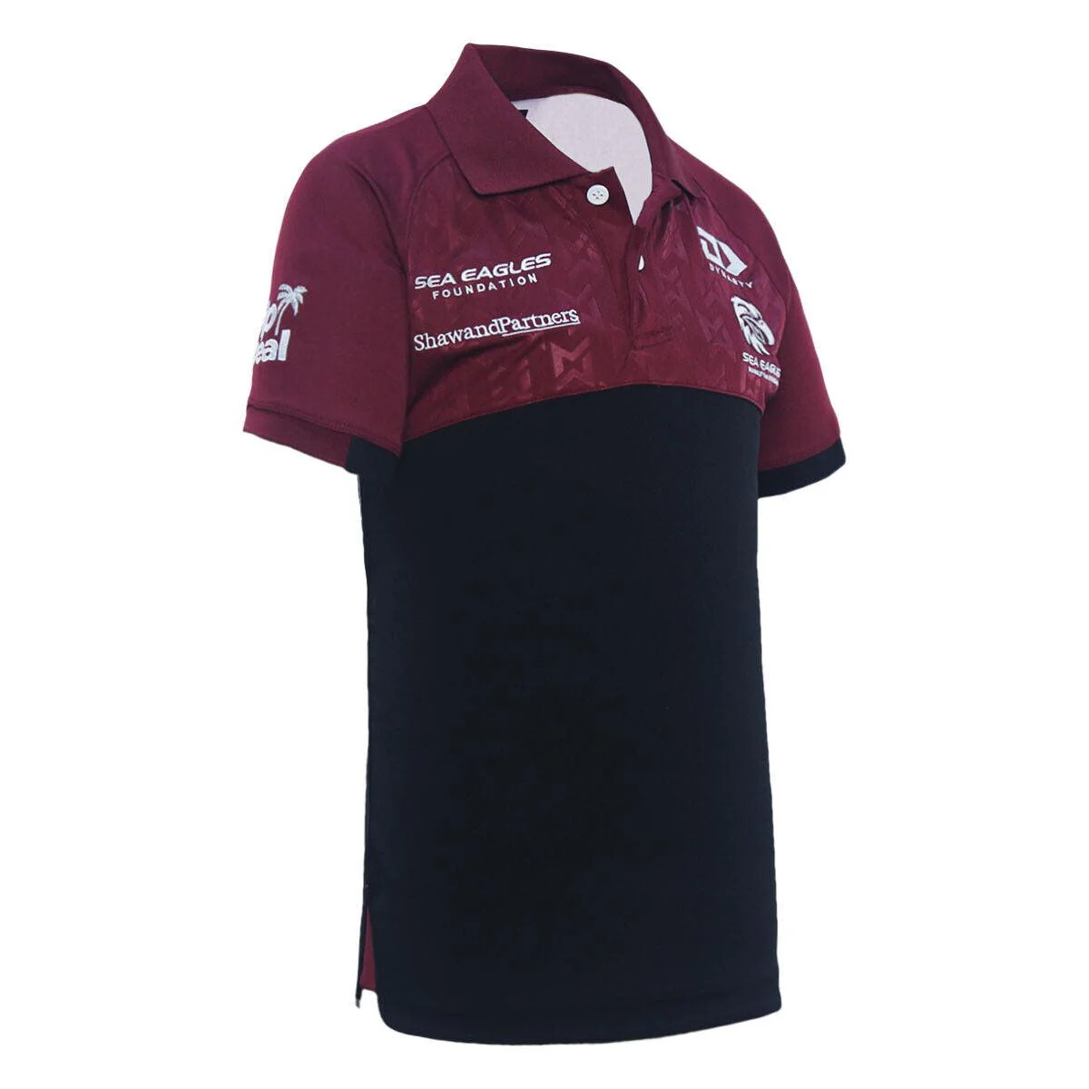 NRL 2024 ALT Media Polo - Manly Sea Eagles - Black - Youth - Junior - Image 3