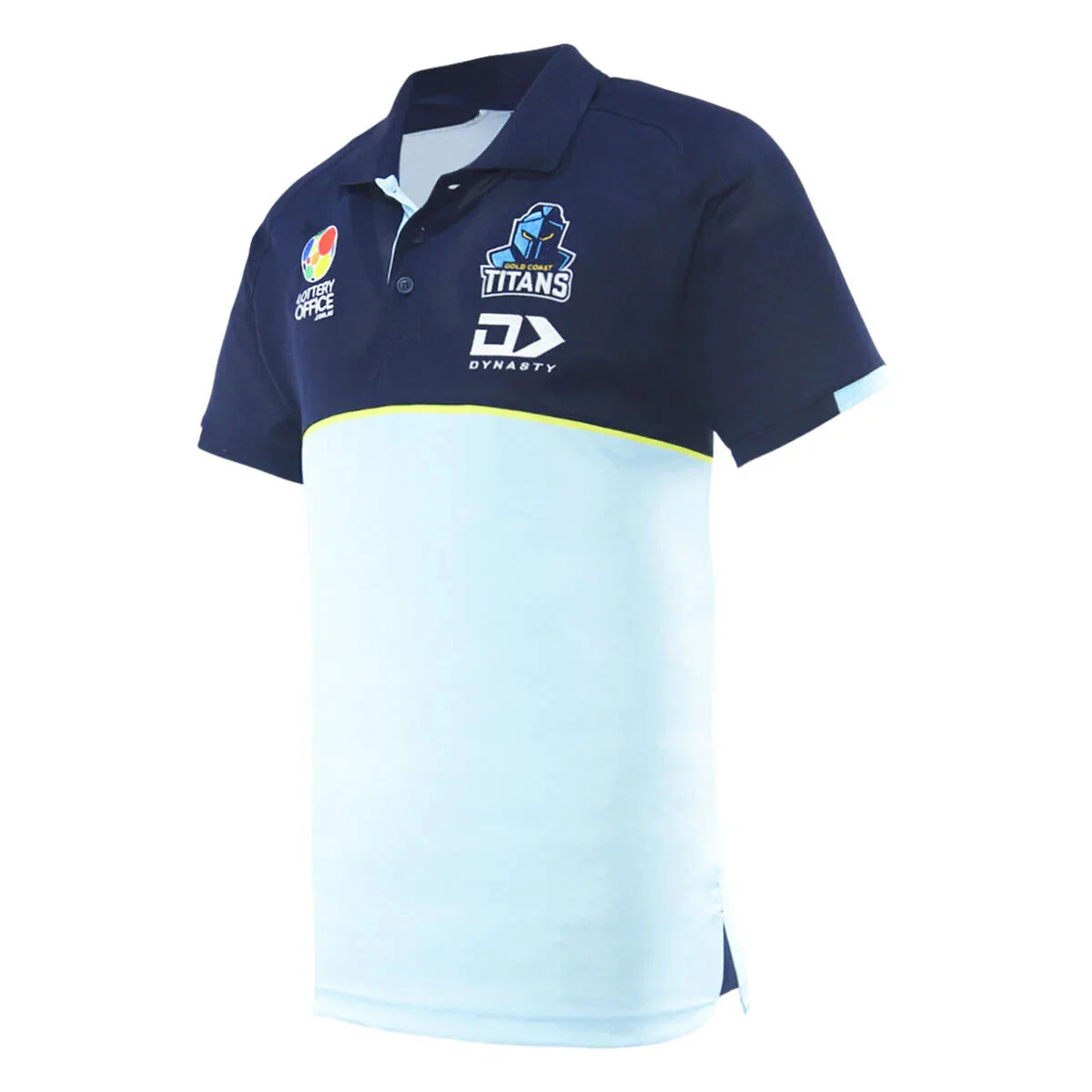 NRL 2025 Alt Media Polo Shirt - Gold Coast Titans - Light Blue - Adult - Mens - Image 2