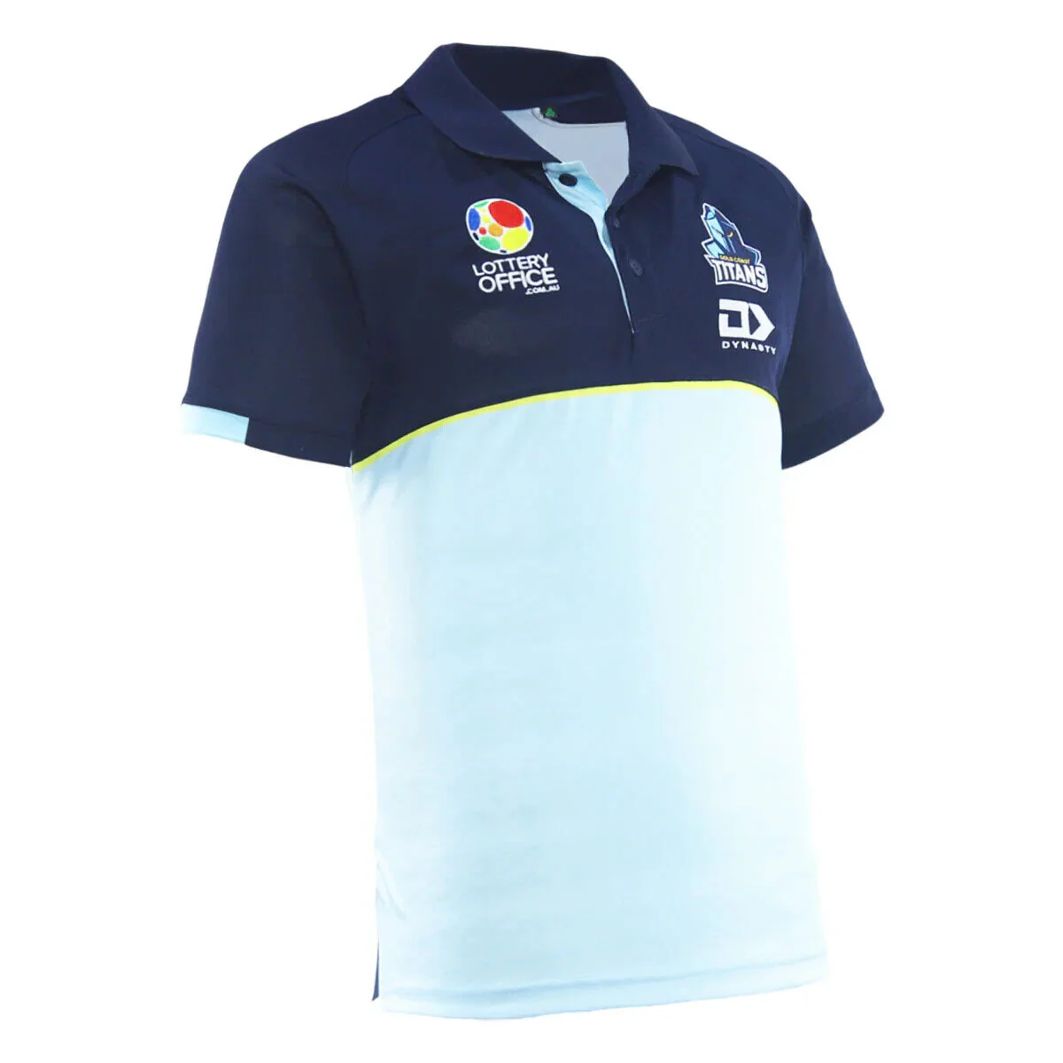 NRL 2025 Alt Media Polo Shirt - Gold Coast Titans - Light Blue - Adult - Mens - Image 3