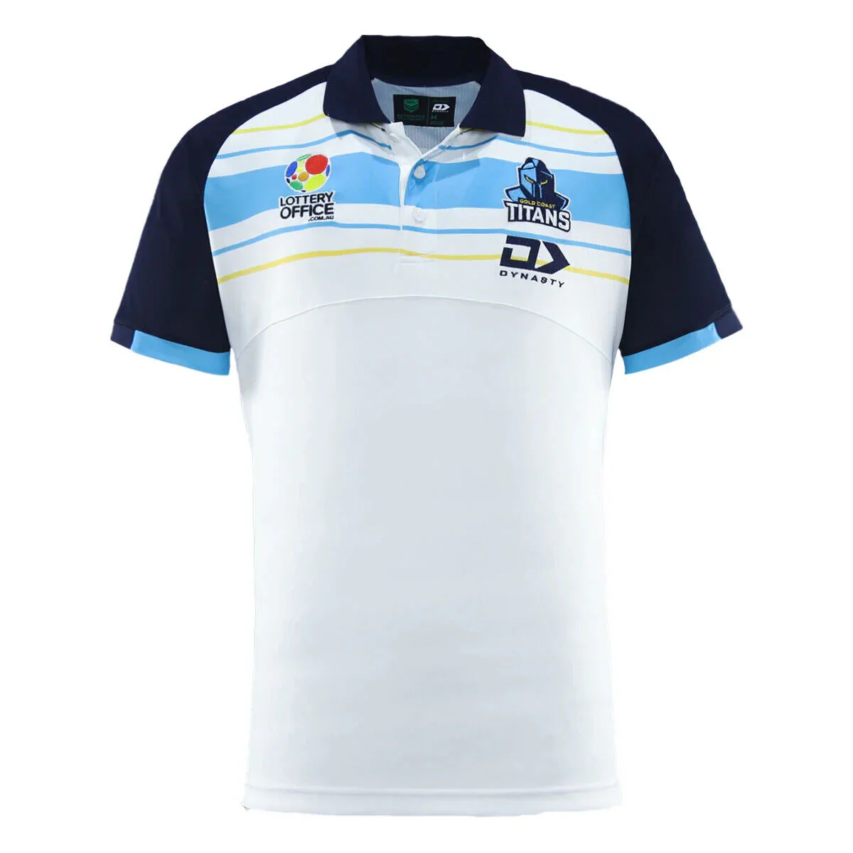 NRL 2025 Heritage Polo Shirt - Gold Coast Titans - White - Adult - Mens