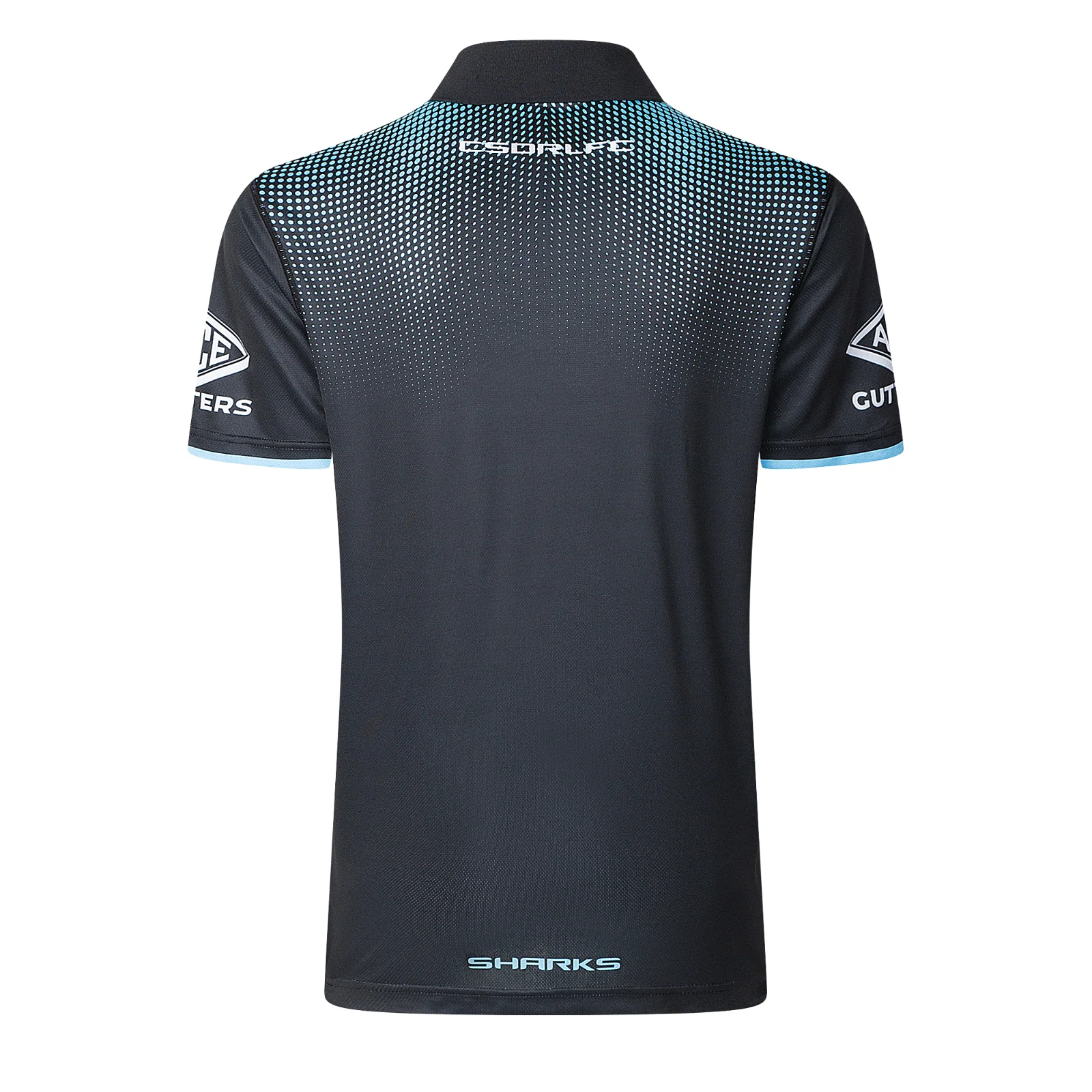NRL 2025 Media Polo - Cronulla Sharks - Black - Adult - Mens - Image 2