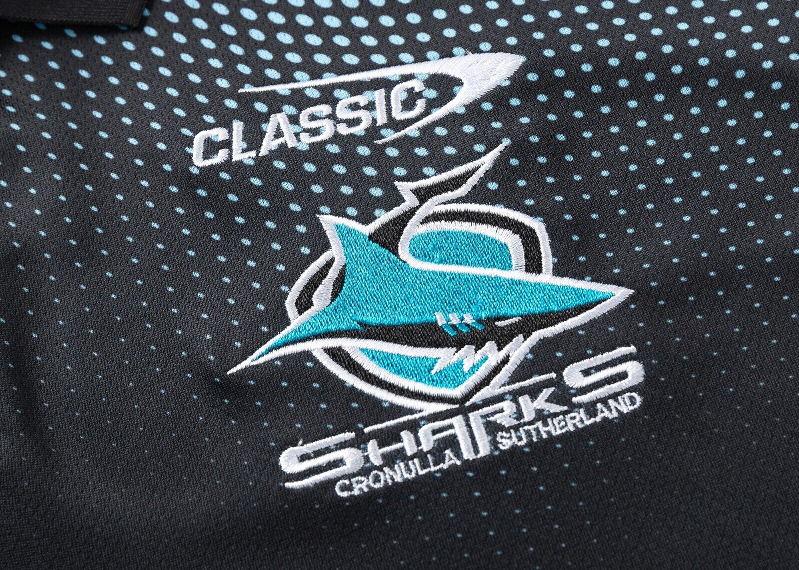 NRL 2025 Media Polo - Cronulla Sharks - Black - Adult - Mens - Image 5