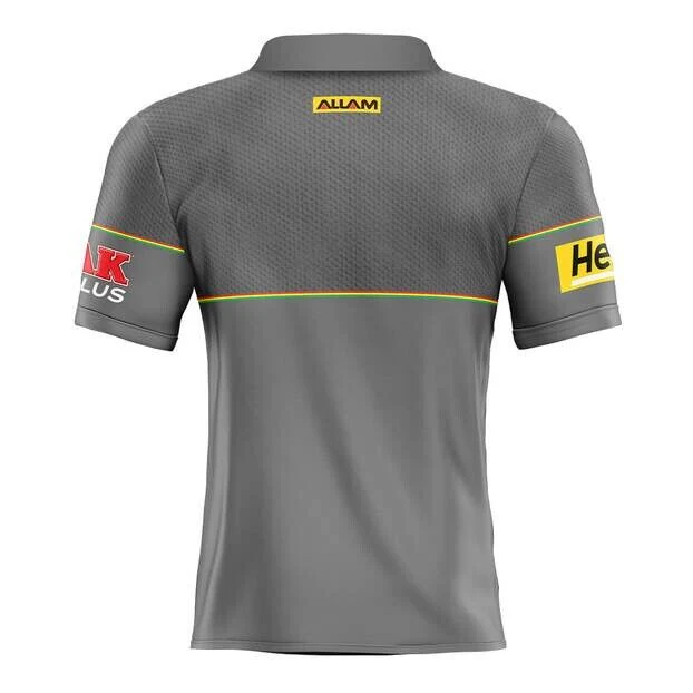 NRL 2025 Media Polo - Penrith Panthers - Grey - Adult - Mens - Image 2