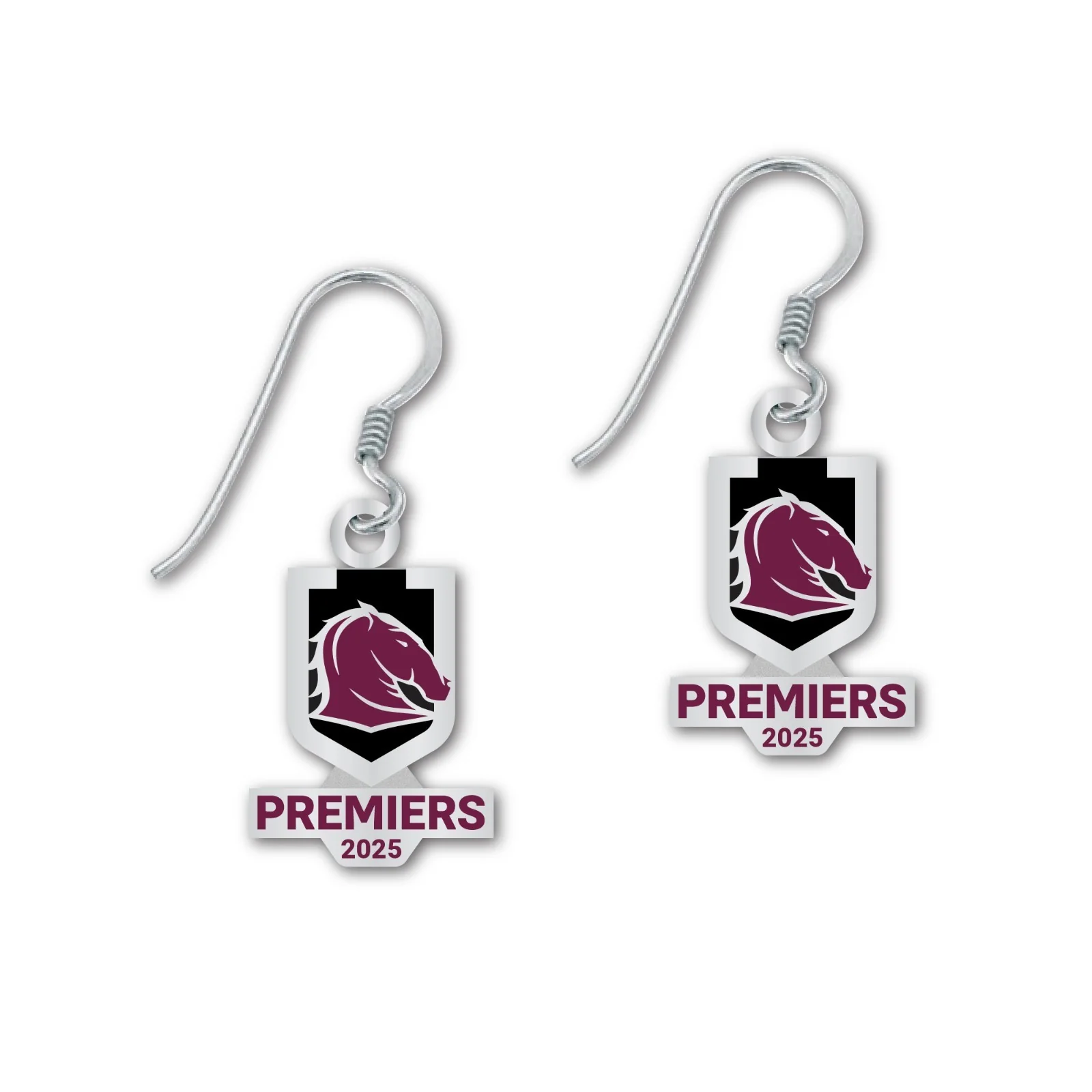 NRL 2025 PREMIERS EARRINGS - BRISBANE BRONCOS - PRE-ORDER - DUE NOVEMBER 2025 - Image 2
