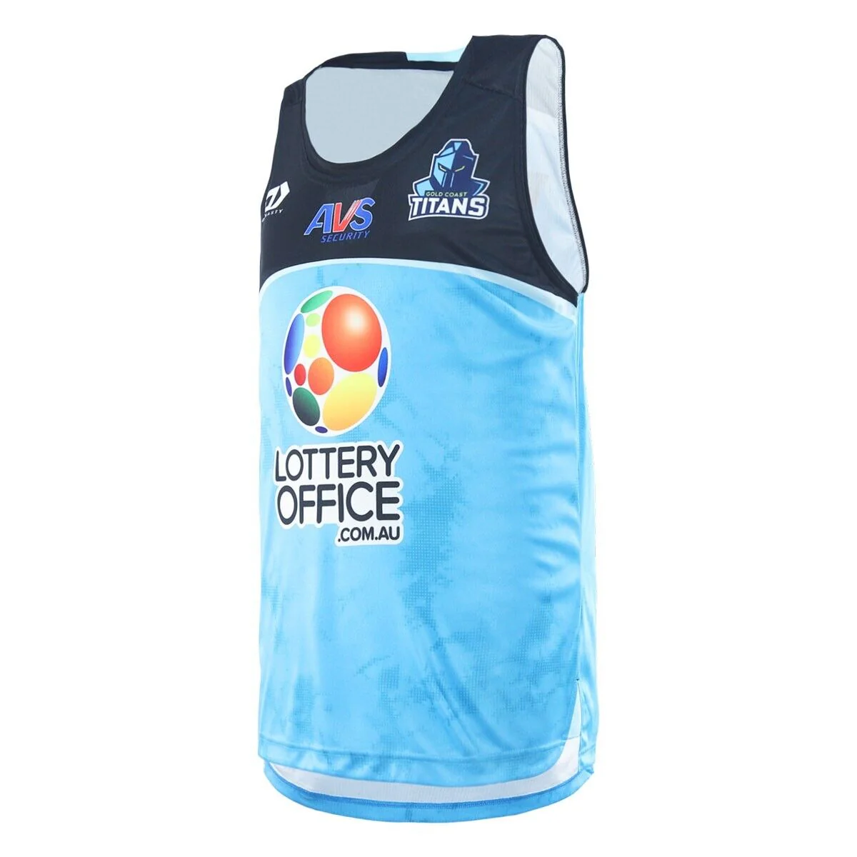 NRL 2025 Training Singlet - Gold Coast Titans - Cyan - Adult - Mens - Image 2