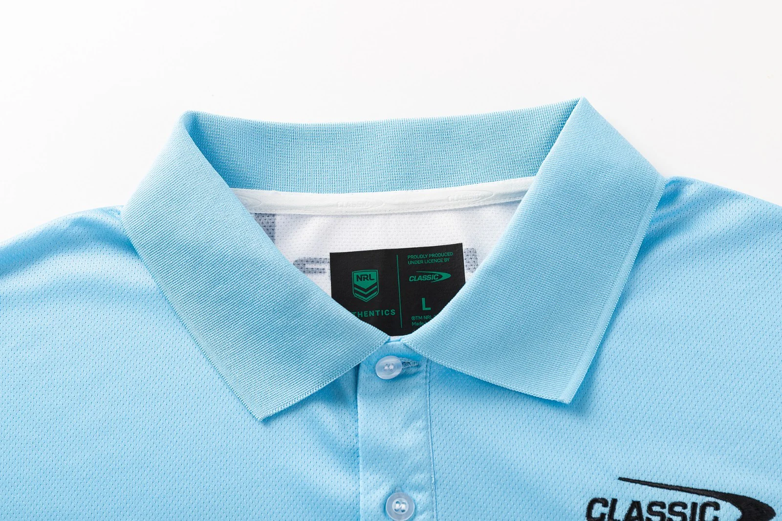 NRL 2026 Media Polo - Cronulla Sharks - Blue - Adult - Mens - Image 4