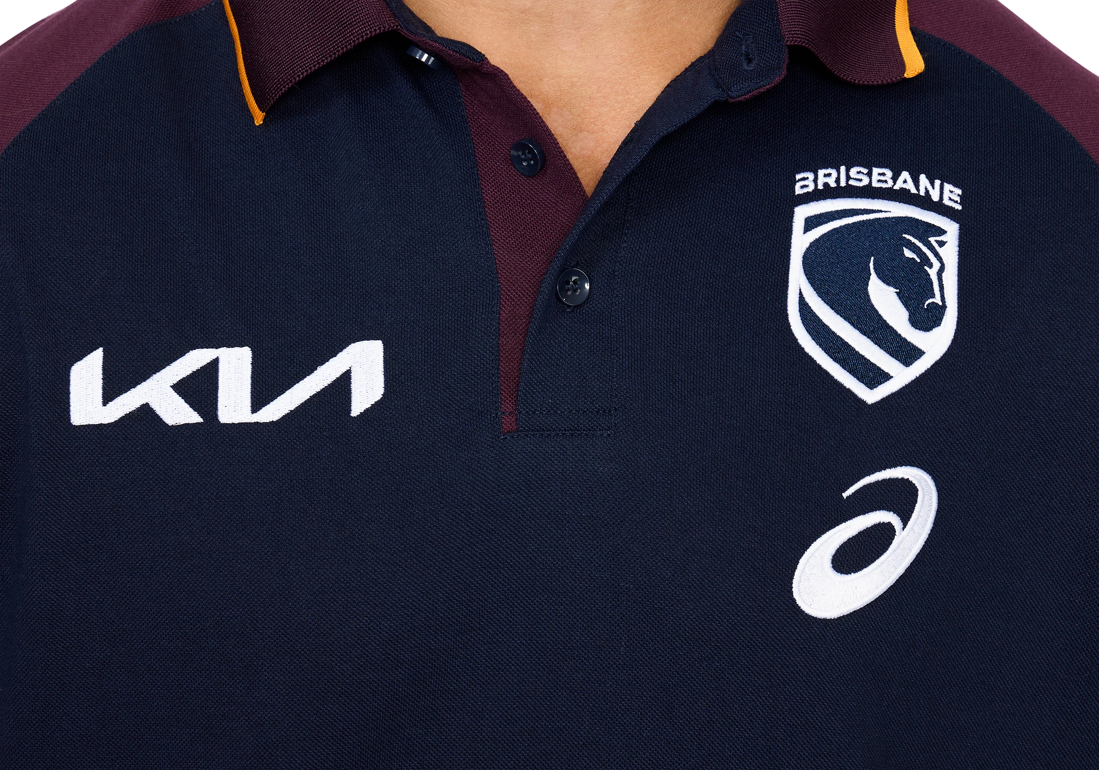 NRL 2026 Team Polo - Brisbane Broncos - Adult - Mens - Midnight Blue - Image 3