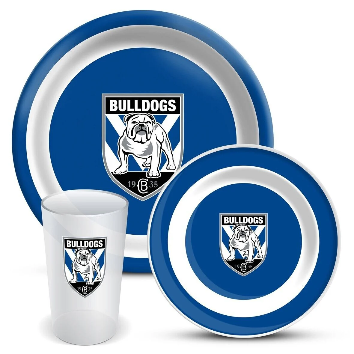 NRL 3 Piece Dinner Set - Canterbury Bulldogs - Melamine Plate, Bowl, Cup - Image 2