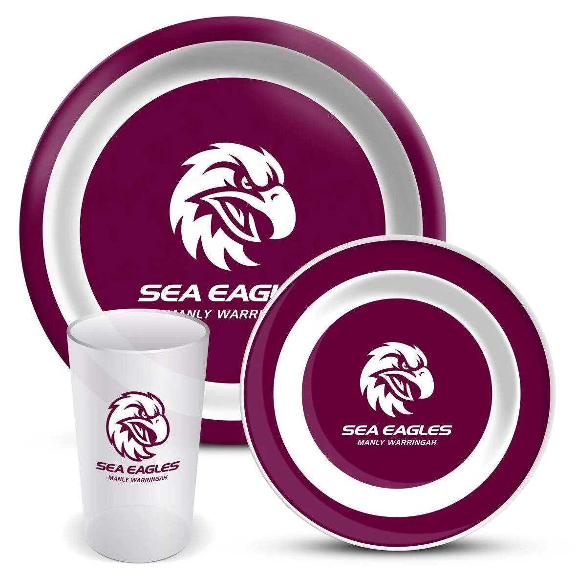 NRL 3 Piece Dinner Set - Manly Sea Eagles - Melamine Plate, Bowl, Cup - Image 2