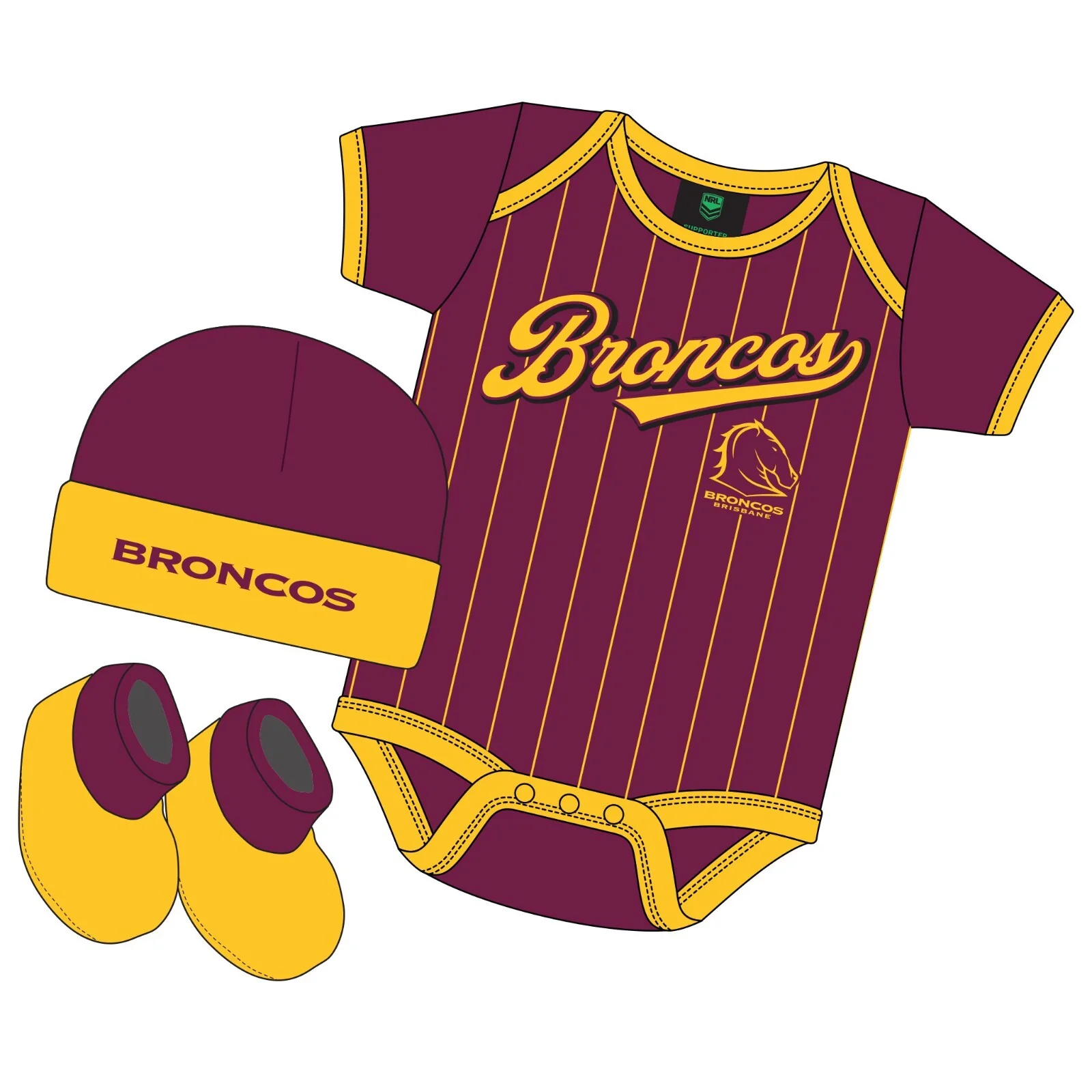NRL 3 Piece 'Lullaby' Set - Brisbane Broncos - Infant - Baby