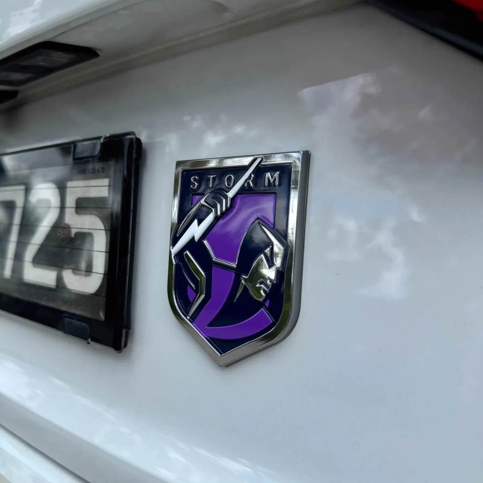 NRL 3D Chrome Emblem  Melbourne Storm  Supporter Car Badge - Image 2