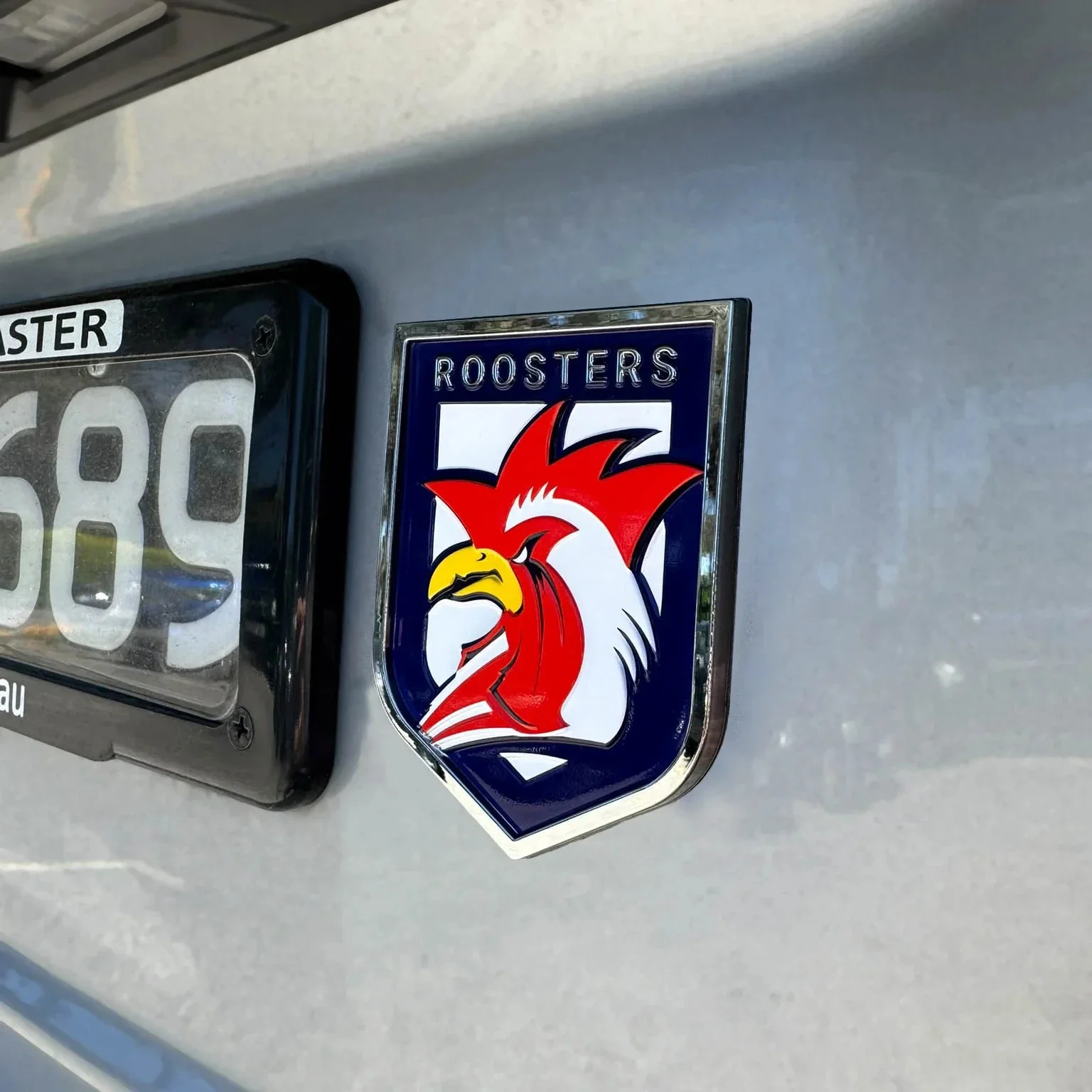 NRL 3D Chrome Emblem  Sydney Roosters  Supporter Car Badge - Image 2
