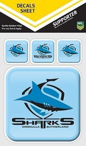 NRL App Stricker Decal Set - Cronulla Sharks - 13x13CM Large 4x4CM Small - Image 2