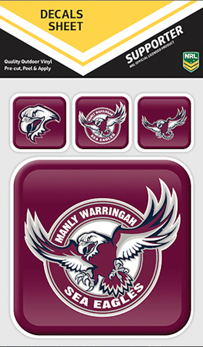 NRL App Stricker Decal Set - Manly Sea Eagles - 13x13CM Large 4x4CM Small - Image 2